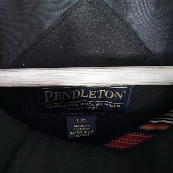 Pendleton Black Funnel Neck Full Zip Mid Length Wool Coat - Picture 9 of 11